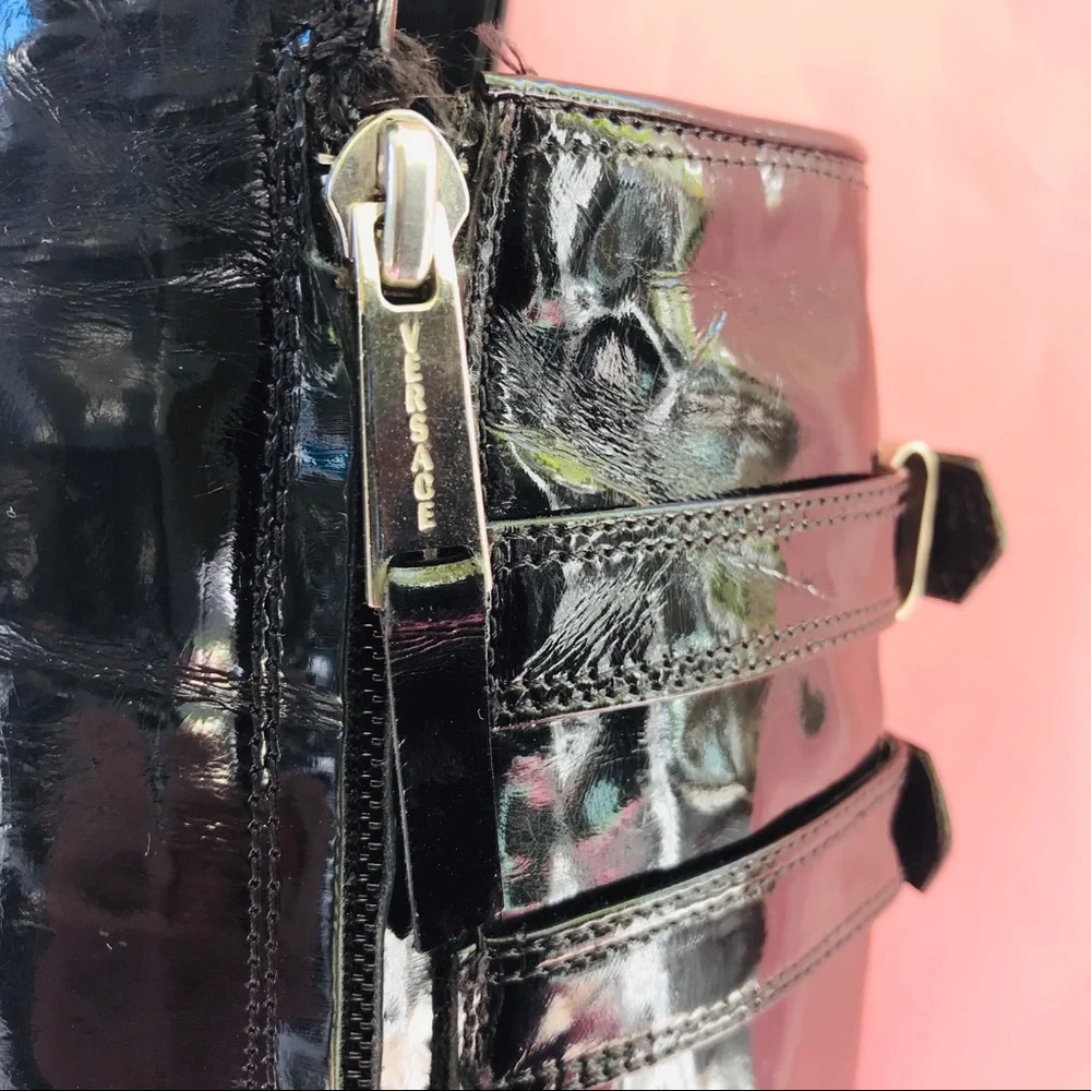 Vintage black Versace patent leather boots